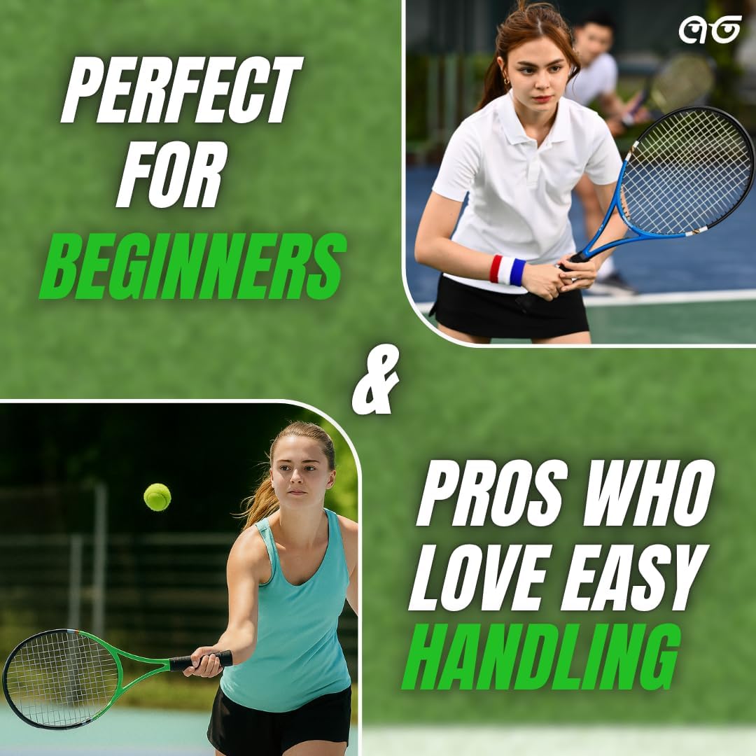Athletics Geek Tennis Rackets 2 Pack for Beginners - Lightweight, 27 Inch Tennis Racquets for Boys & Girls Ages 12+
