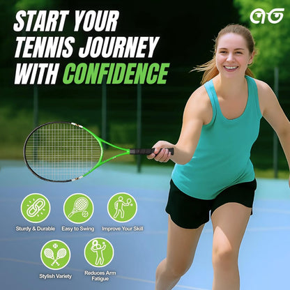 2 Player Tennis Rackets - Two-Color Variety Pack with 3 Tennis Ball, Grip Tape, Offer Cards & Carry Bag - Lightweight, 27 Inch Tennis Racquets for Men, Women, and Youth