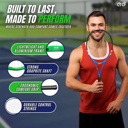 Athletics Geek 2 Player Tennis Rackets - Lightweight, 27 Inch Tennis Racquets for Men, Women, and Youth