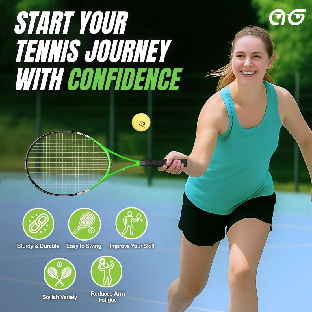 Athletics Geek Tennis Rackets 2 Pack for Beginners - Lightweight, 27 Inch Tennis Racquets for Boys & Girls Ages 12+