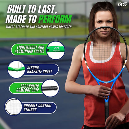 Athletics Geek Tennis Rackets 2 Pack for Beginners - Lightweight, 27 Inch Tennis Racquets for Boys & Girls Ages 12+