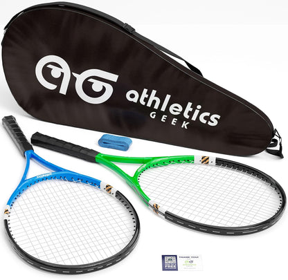 Athletics Geek 2 Player Tennis Rackets - Lightweight, 27 Inch Tennis Racquets for Men, Women, and Youth