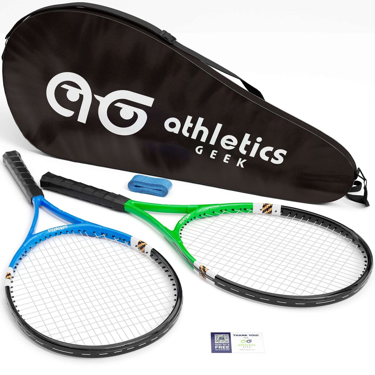 2 Player Lightweight 27 inch Tennis Racket Training Set