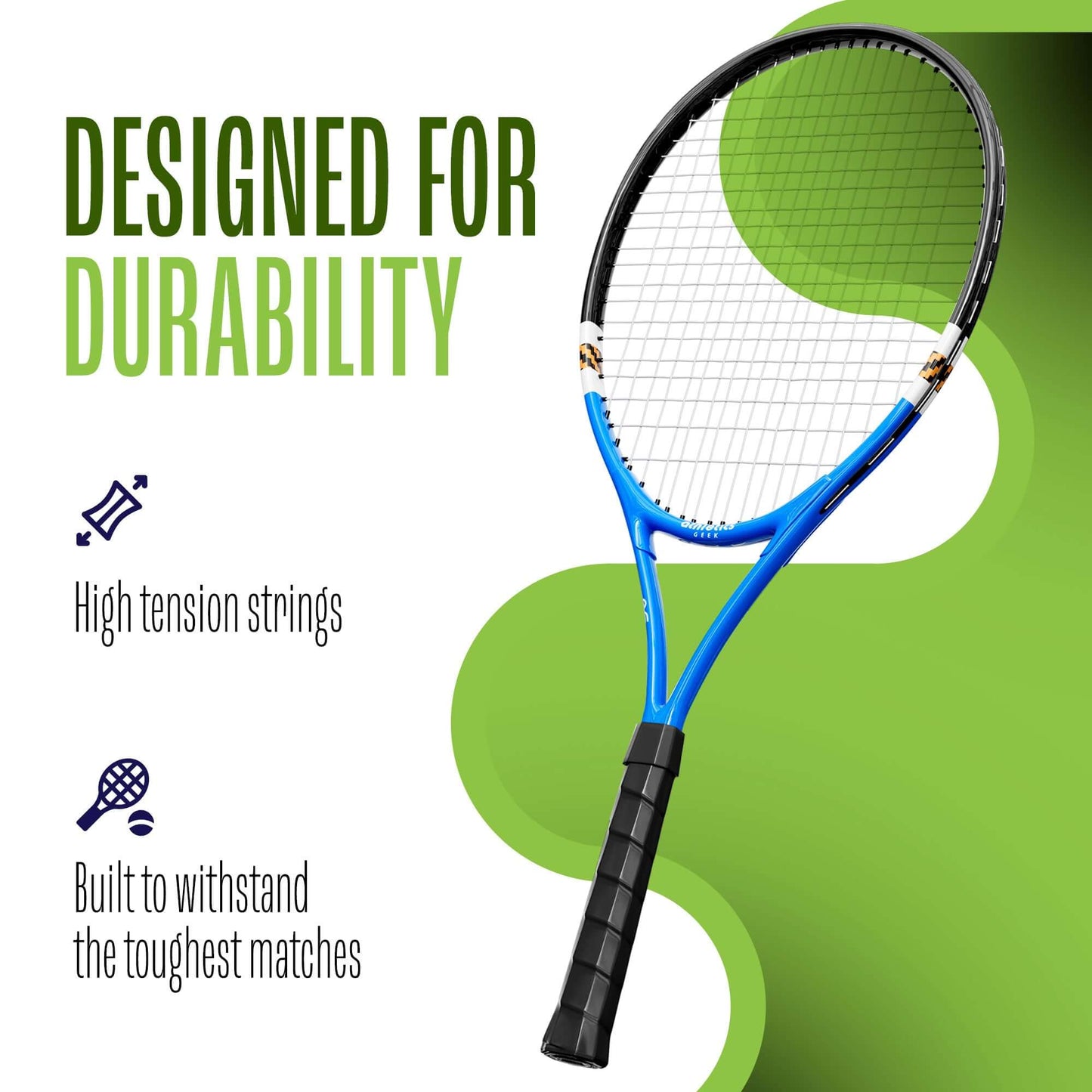 2 Player Lightweight 27 inch Tennis Racket Training Set